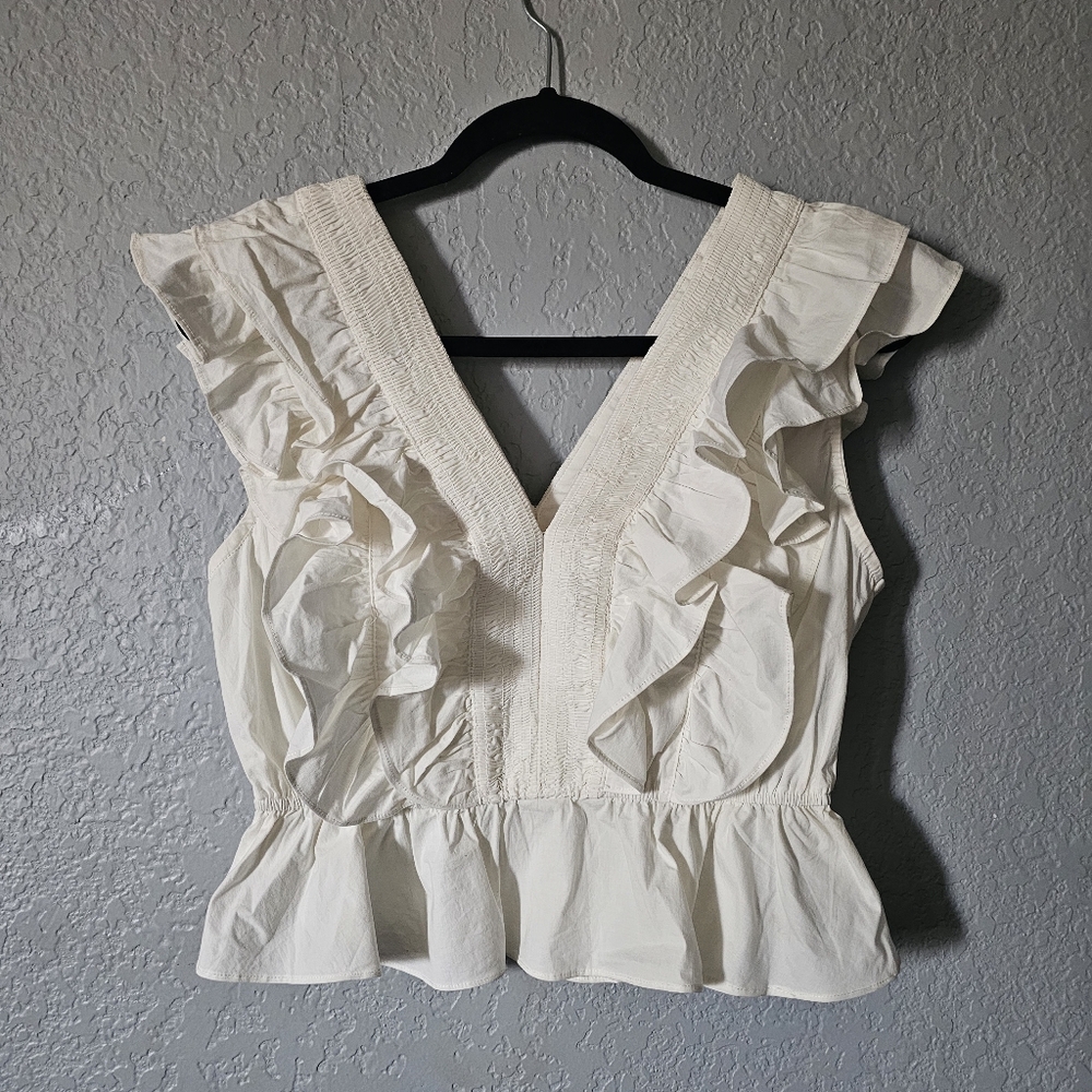 Do+Be Top Size Large White 100% Cotton Made In China